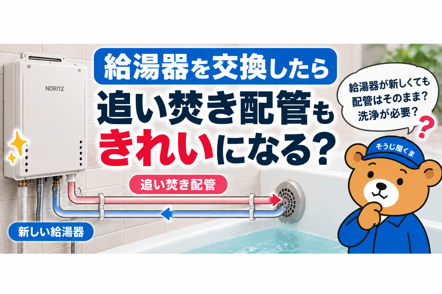 給湯器交換と追い焚き配管の洗浄について